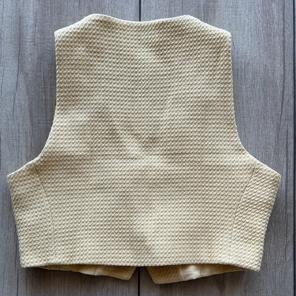 ZARA Butter Yellow Textured Cropped Vest - NWT - Picture 2 of 6